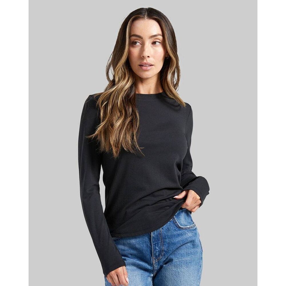 BYLT Drift Long Sleeve Black Tee Athleisure Active Comfort